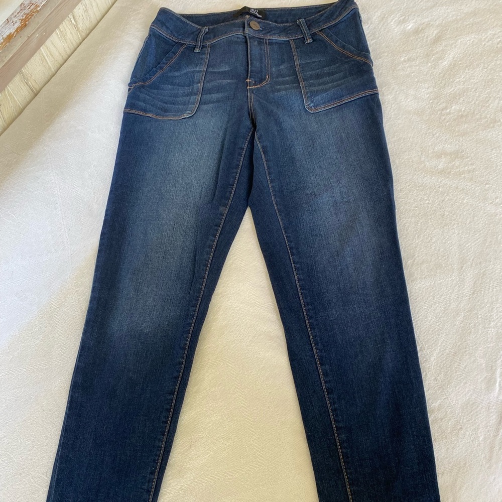 Cool dark denim 1822 big front pocket skinny jeans